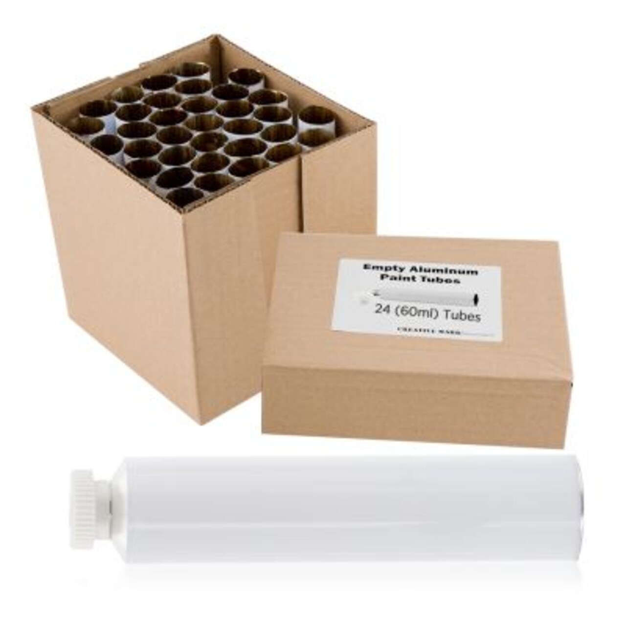 Creative Mark Empty Paint Tubes - Box of Empty Aluminum Paint Tubes & Caps, Easy-Open Caps, Easy to Crimp, Perfect for Storing Custom Mixed Acrylics, Gouaches, Watercolors, Oils